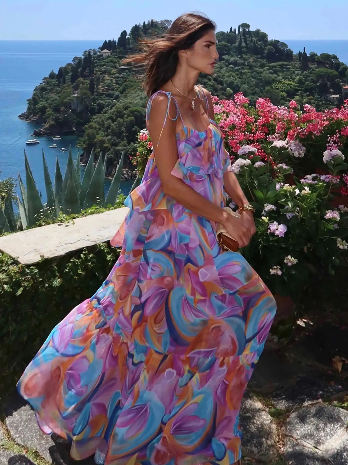 Ophelia Flowy Ruffle Strap Maxi Dress