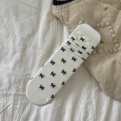 Rufia - Bow Pattern Mid-Calf Socks