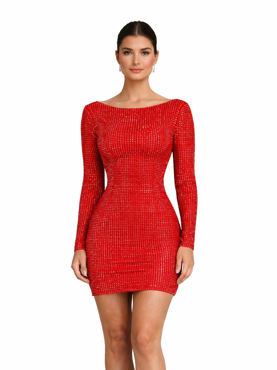 Alina Backless Diamond Mini Dress