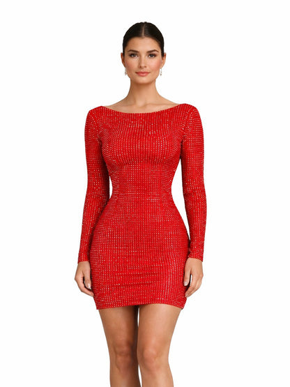 Alina Backless Diamond Mini Dress