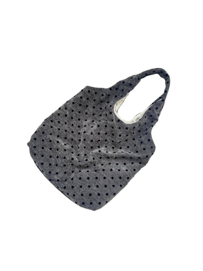 Cosbai - Polka Dots Velvet Canvas Shoulder Bag