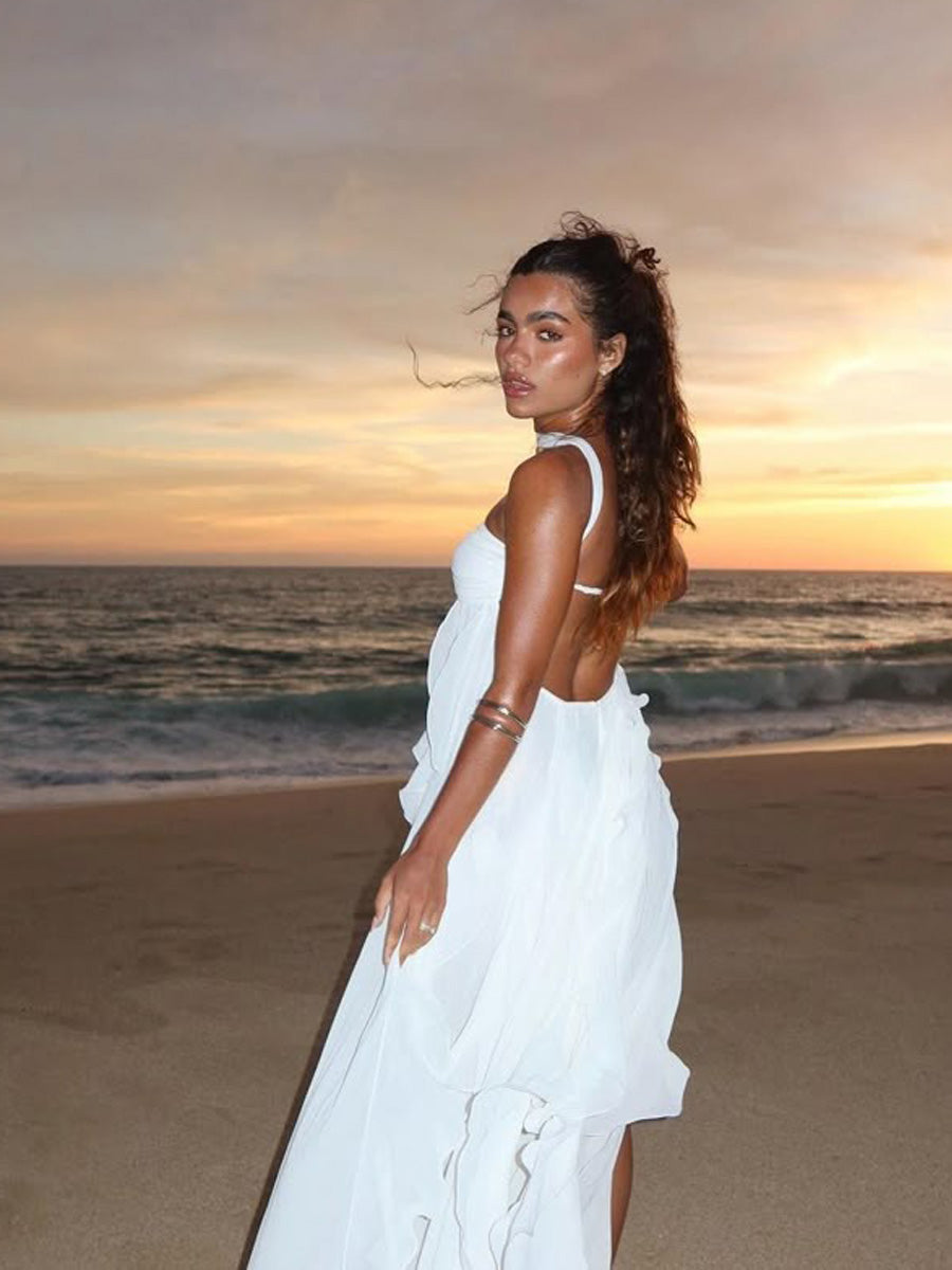 Stella Ruffle Strapless Maxi Dress