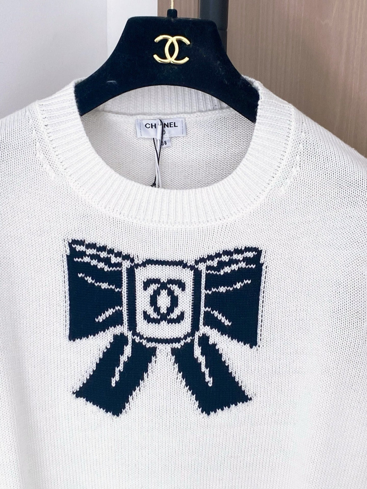 Chanel 2025 Bow Sweater White mix Blue Wool 99230