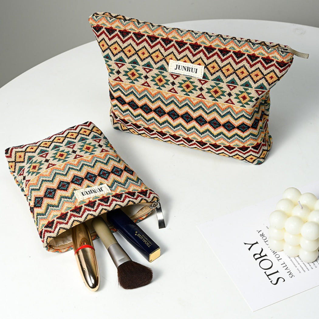 Cosbai - Boho Chic Clutch Makeup Bag With Zipper