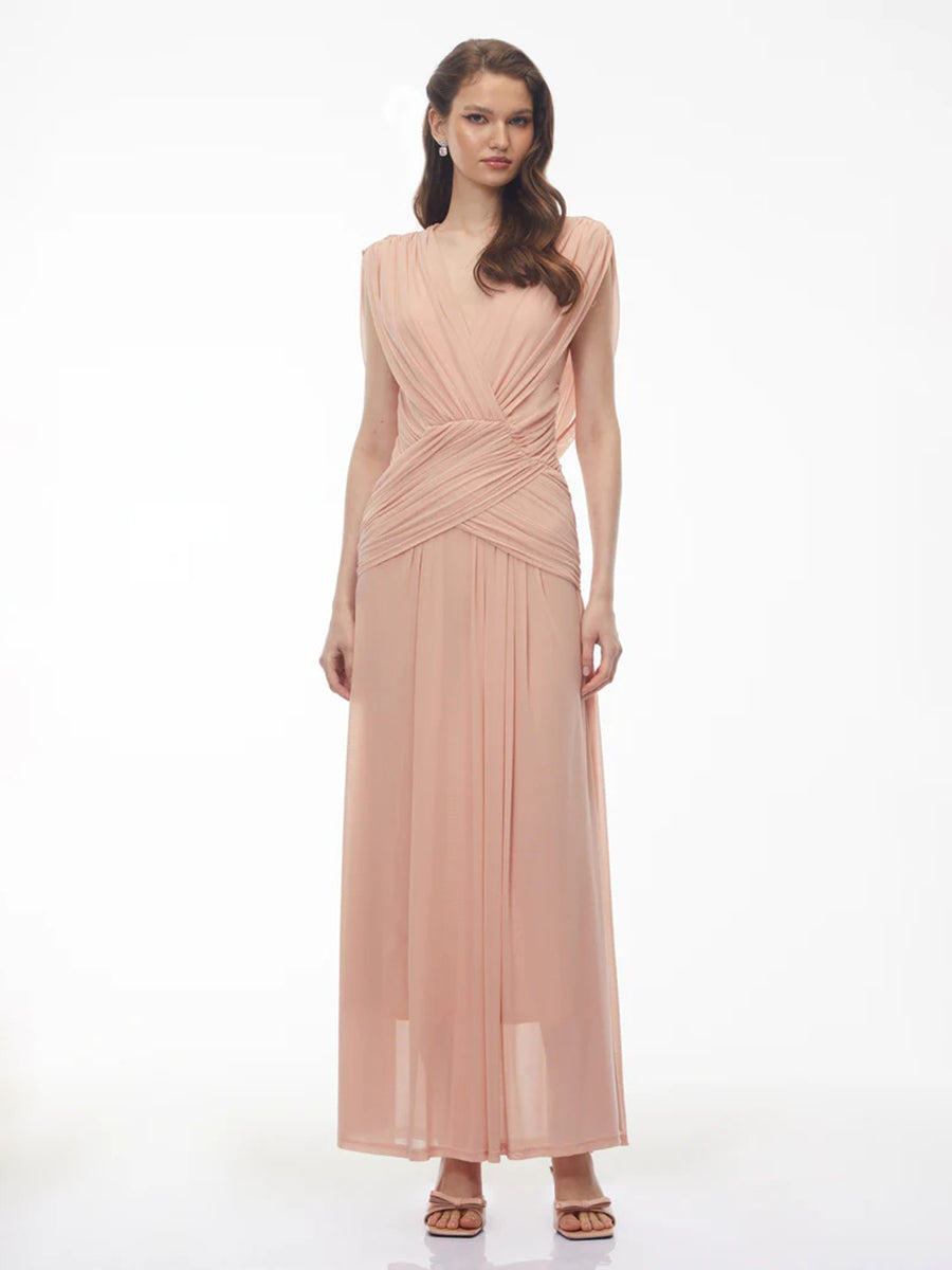 Chloe Draped V-Neck Sleeveless Maxi Dress