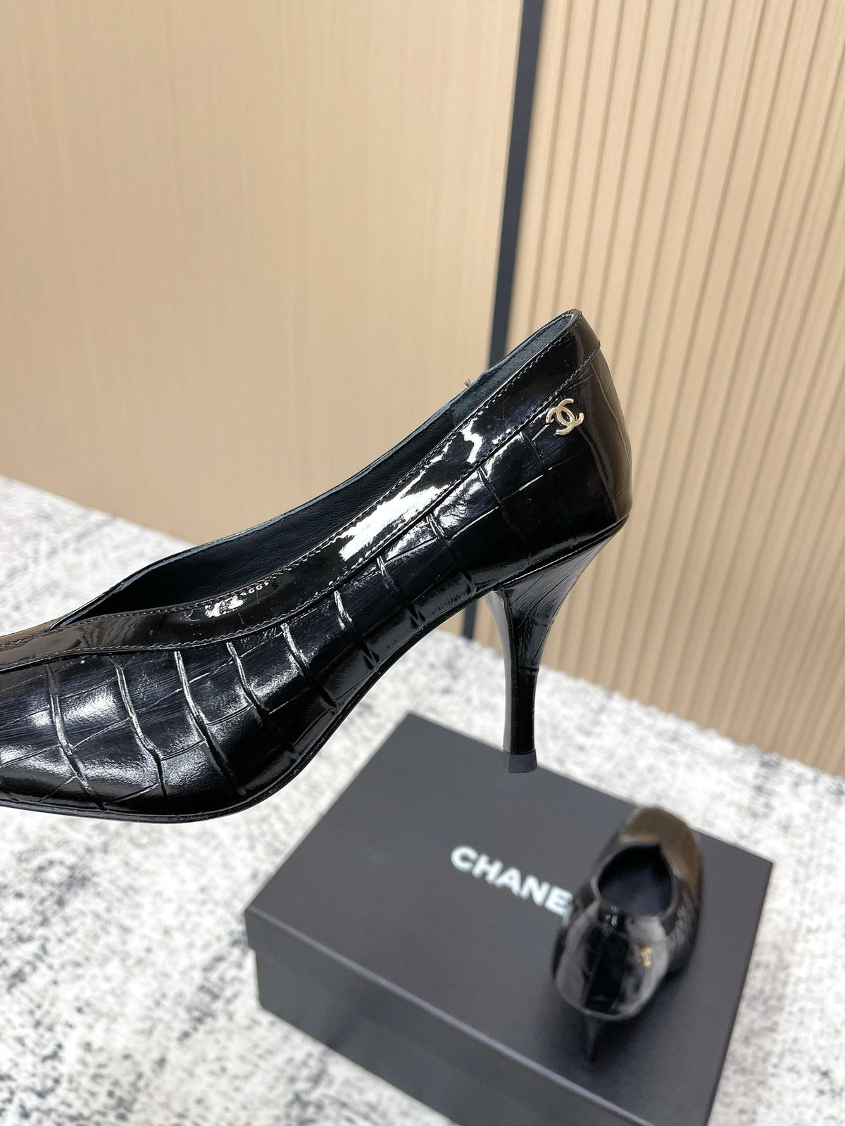 Chanel 26 Closed-Toe Slingback Black in Cowhide 591406