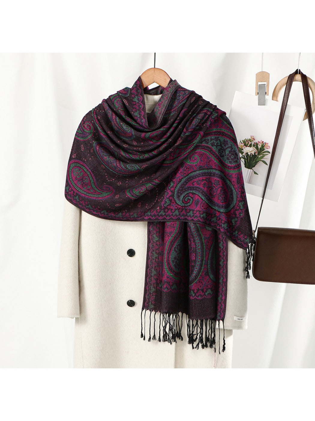 Sscarvii - Bohemian Paisley Tassel Scarf