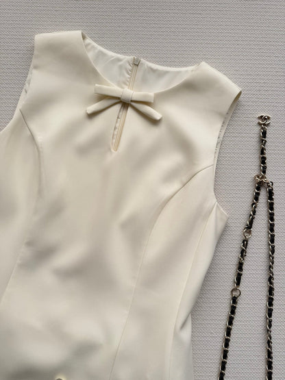 CC Bow-Tie Sleeveless Dress Light Cream Polyester 352970