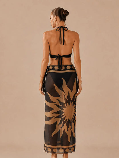 Chloe Printed Lace-Up Bikini Set
