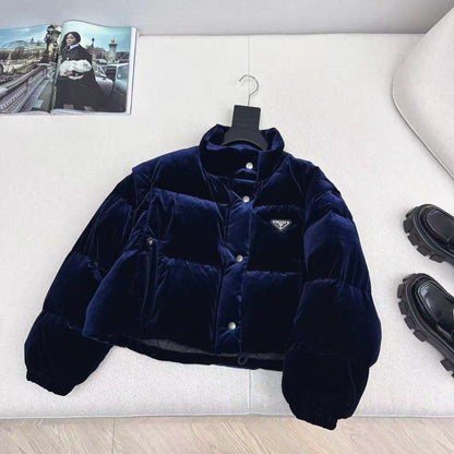 Prada Jacket Navy Blue Velvet Down