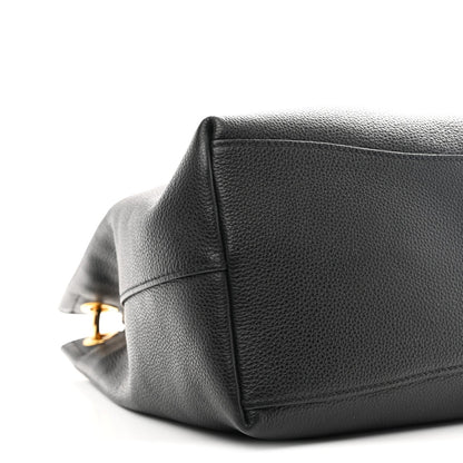 Vitello Phenix Embossed Logo Hobo Black