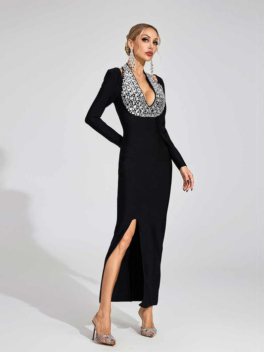 Aria Diamond Halter Maxi Dress