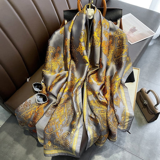 Long Printed Silk Scarf