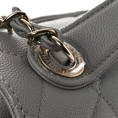 Caviar Quilted Medium Business Affinity Flap Grey