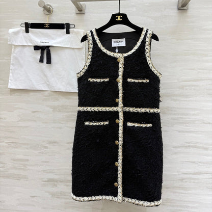 CC FW 25/26 Dress Black White Tweed 343342