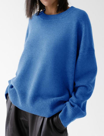 Simple Soft Solid Color Ribbed Knit Top