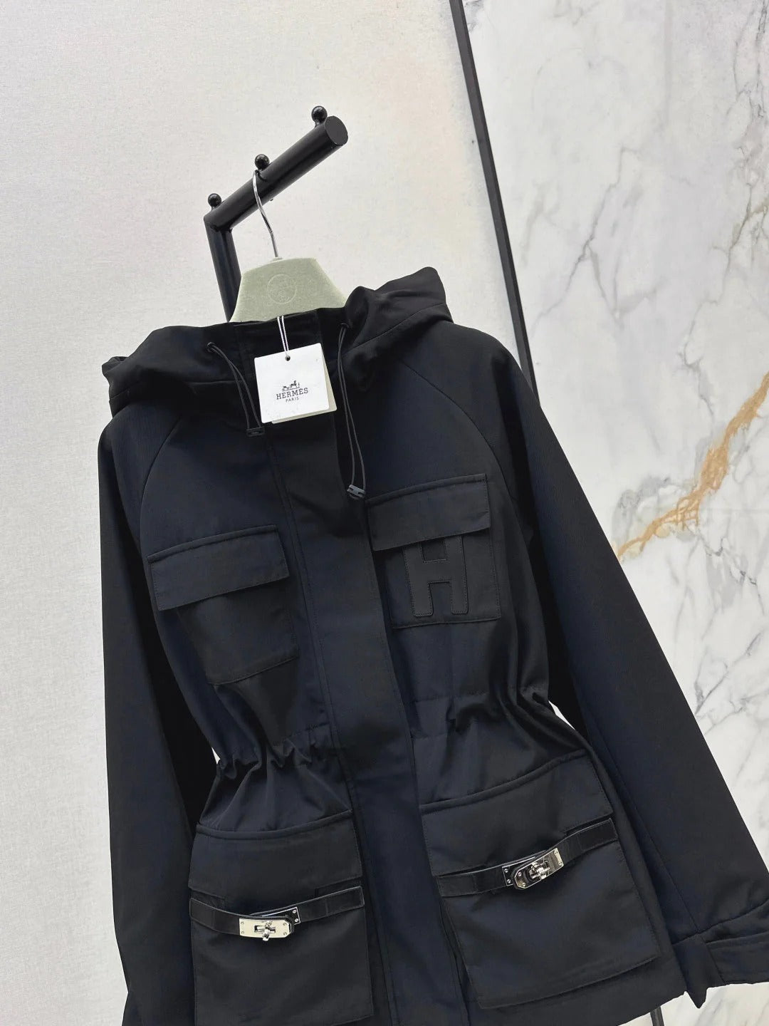 HERMES 25S HOODED TRENCH COAT 326
