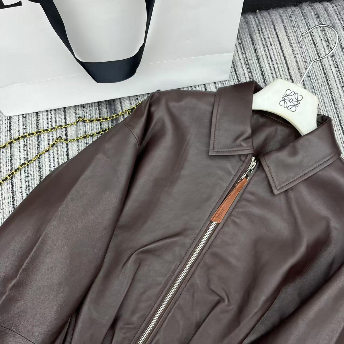 Loewe Draped Jacket Brown Nappa Lambskin 348576