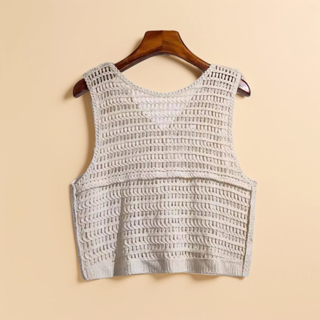 Crosa - Crochet Knit Vest – Boho Chic Open Front Cardigan