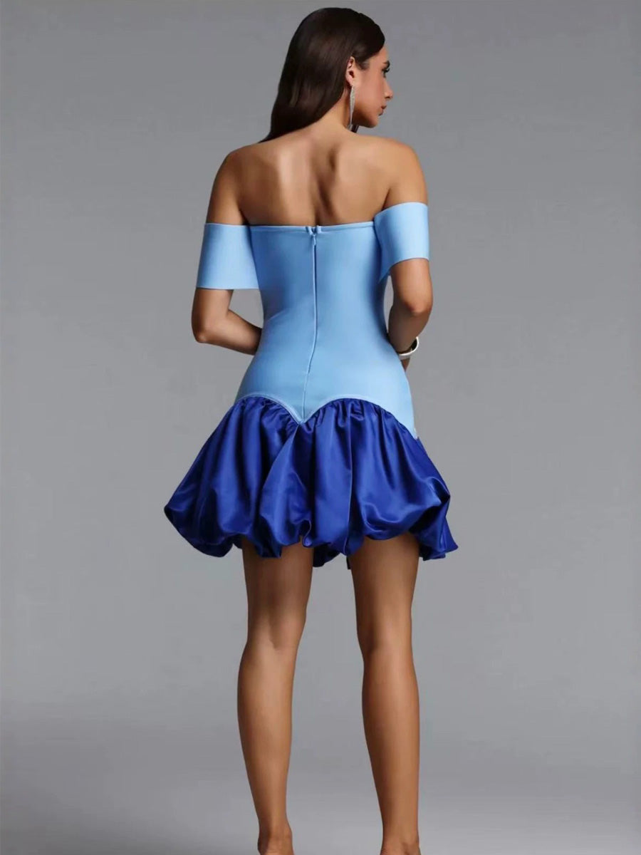 Anais Rhinestone-Embellished Patchwork Waist-Cinching Mini Dress