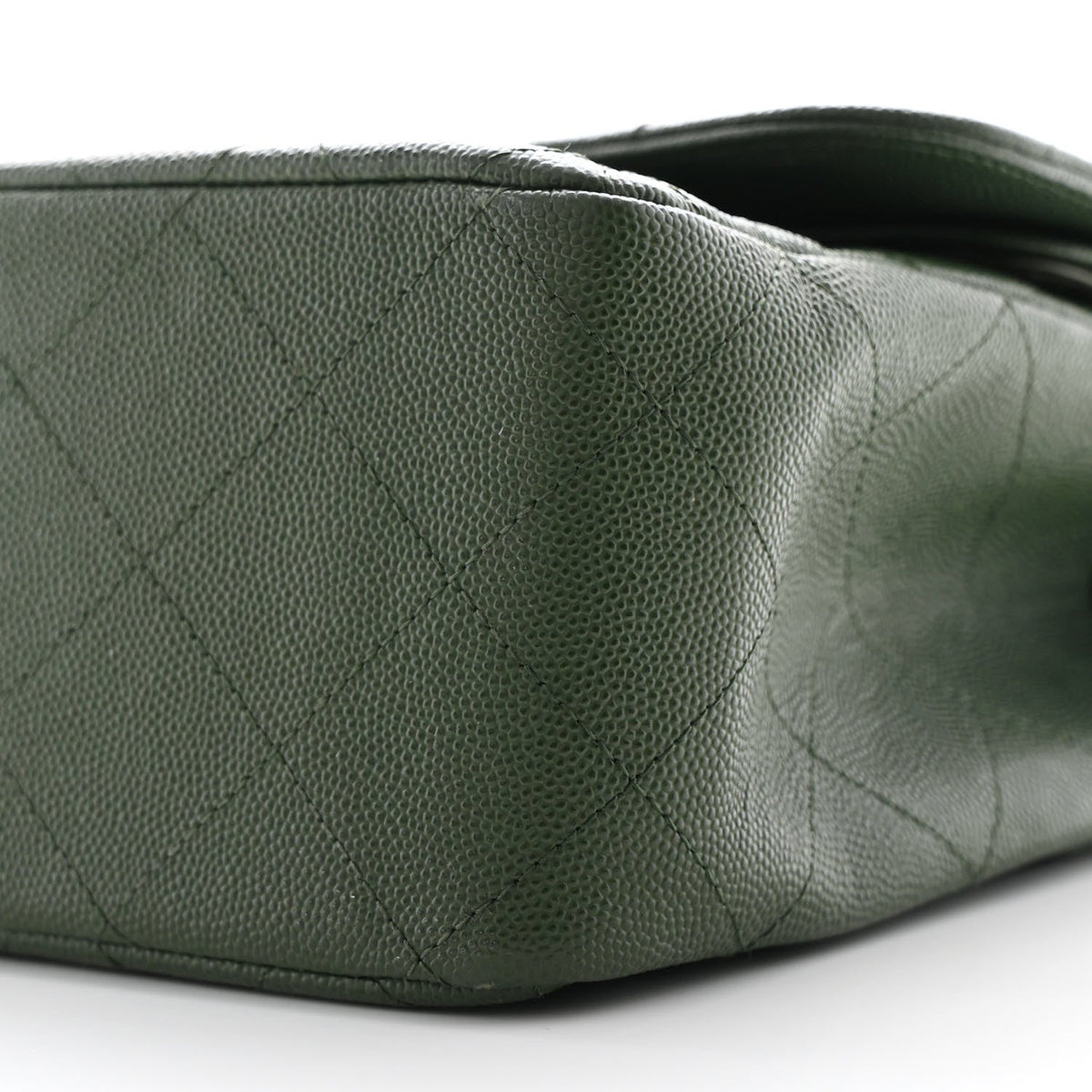 Caviar Quilted Jumbo Double Flap Green