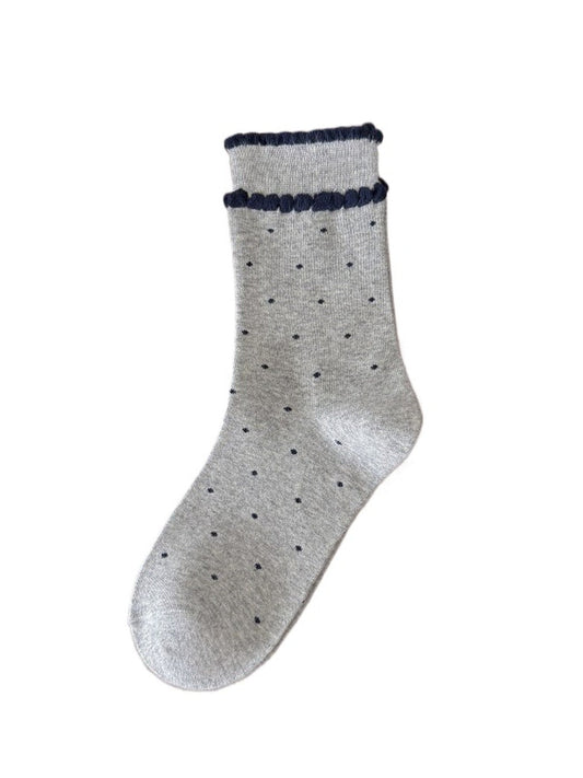 Rufia - White Mid-calf Socks with Various Patterns – 7 Options