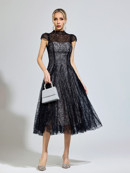 Sienna Black Lace Sequin Dress