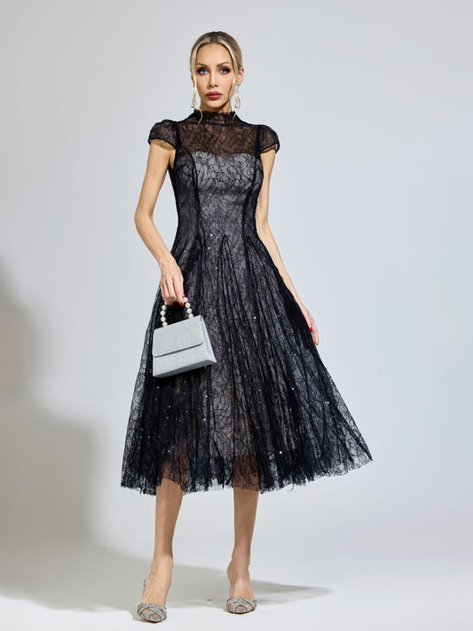 Sienna Black Lace Sequin Dress