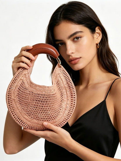 Ivy Hand-Woven Crescent Bag