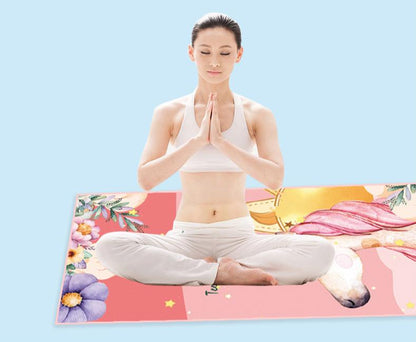 Sports Fitness Yoga Mat Spread Towel Silicone Anti-Slip Printing Pad Portable Folding Widened Spread Towel Easy Take
