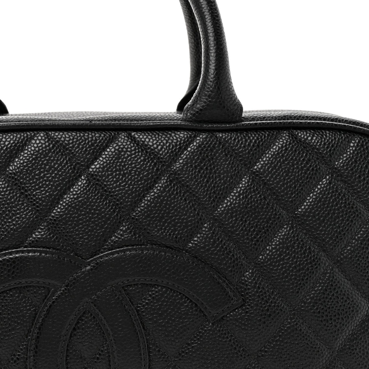 Caviar Quilted Large Bowler Black