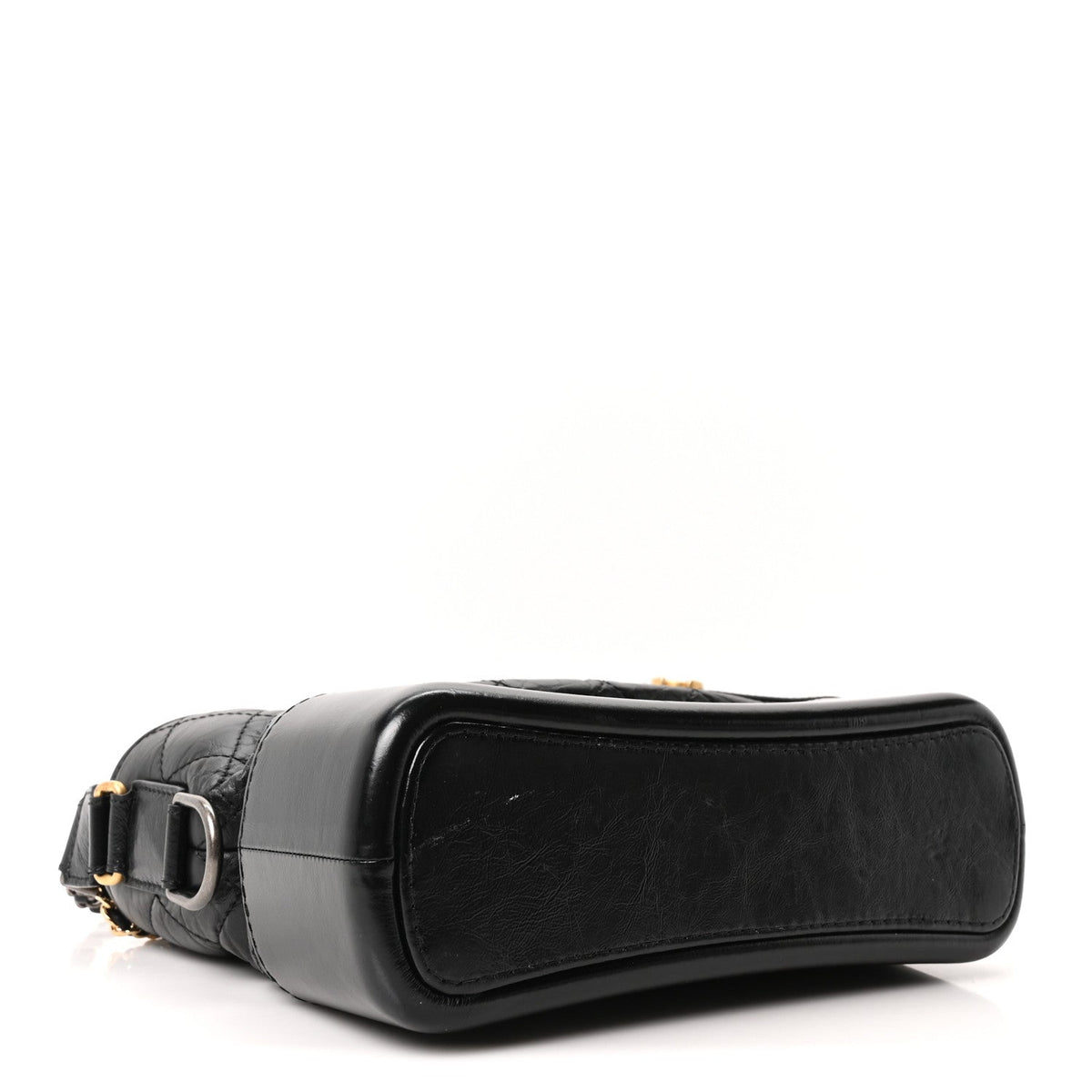Aged Smooth Calfskin Quilted Medium Gabrielle Logo Hobo Black