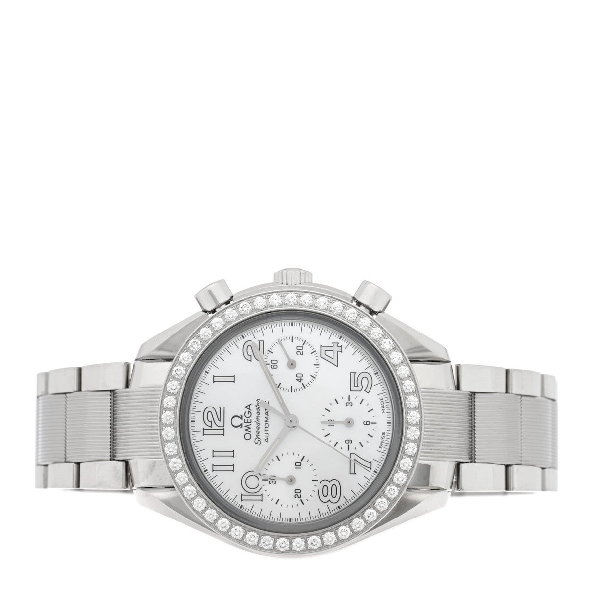Stainless Steel Diamond Bezel Mother of Pearl 39mm Speedmaster Chronograph Automatic Watch 3535.70.00