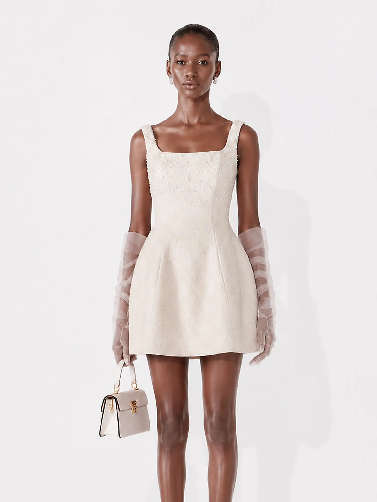 Seraphina Vintage Pearl Strap Mini Dress