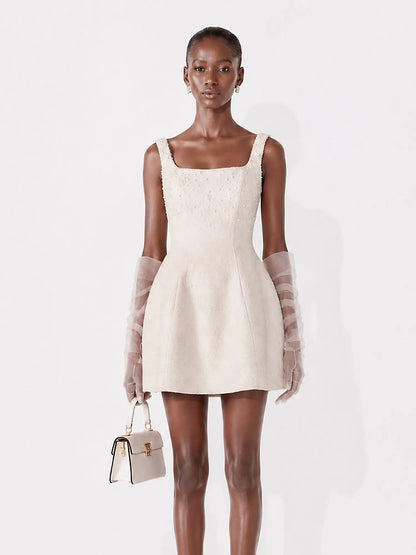 Seraphina Vintage Pearl Strap Mini Dress