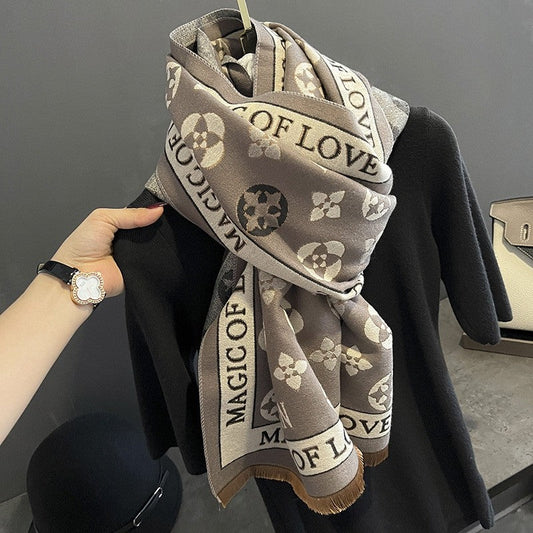 Faux Cashmere Print Fringed Scarf Warm Fashion