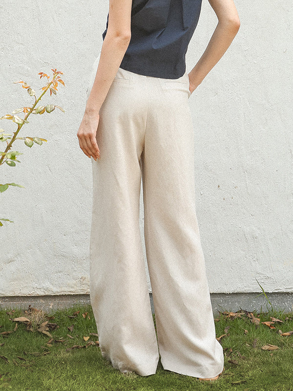 Column Loose Solid Color Casual Pants Bottoms