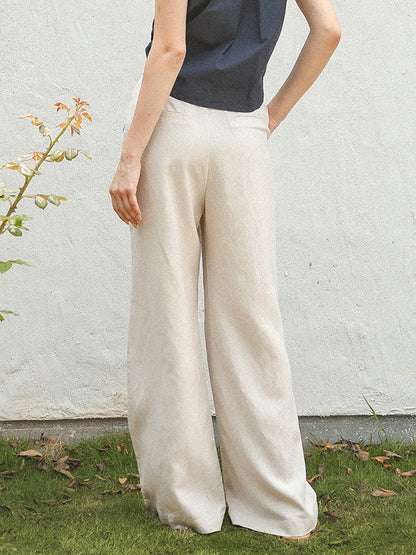 Column Loose Solid Color Casual Pants Bottoms