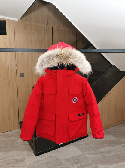 Canada Goose Children Parka Jacket Red Fox Fur Polyester Cotton