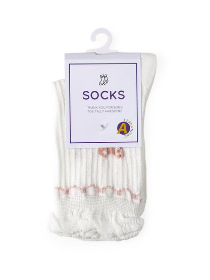 Rufia - White Rolled Edge Socks for Women