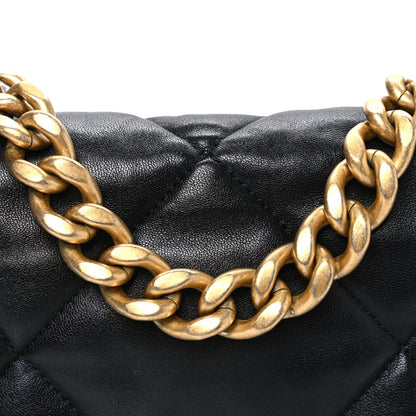 Lambskin Quilted Medium Chanel 19 Flap Black