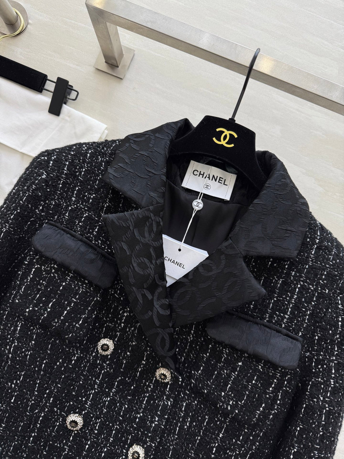 CC Jacket Black Silver Black Tweed 344806