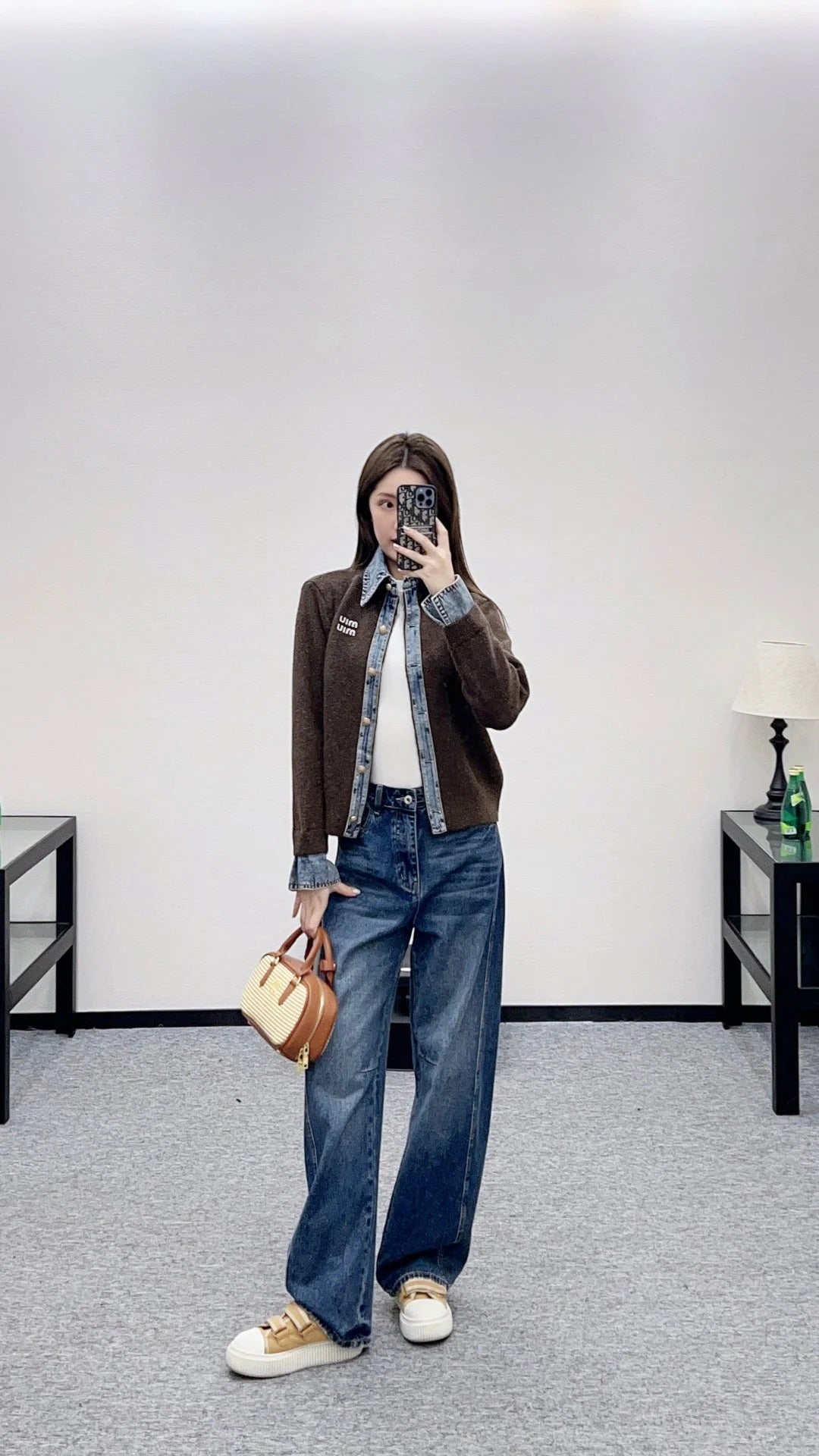 MIUMIU KNIT JACKET WITH DENIM STYLE 736