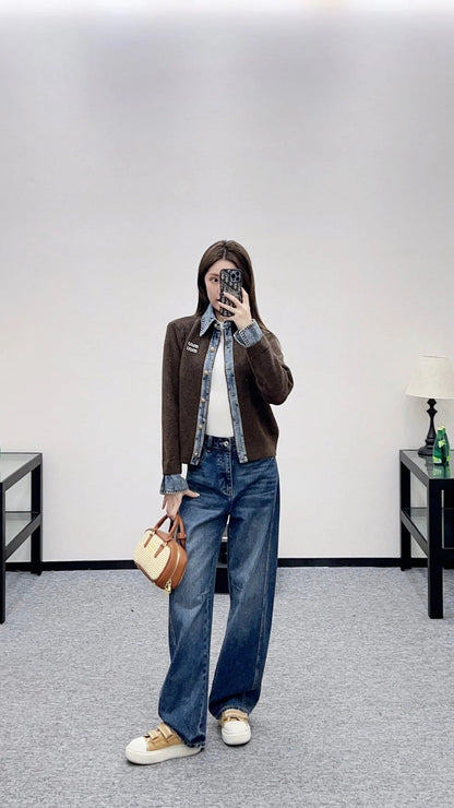 MIUMIU KNIT JACKET WITH DENIM STYLE 736