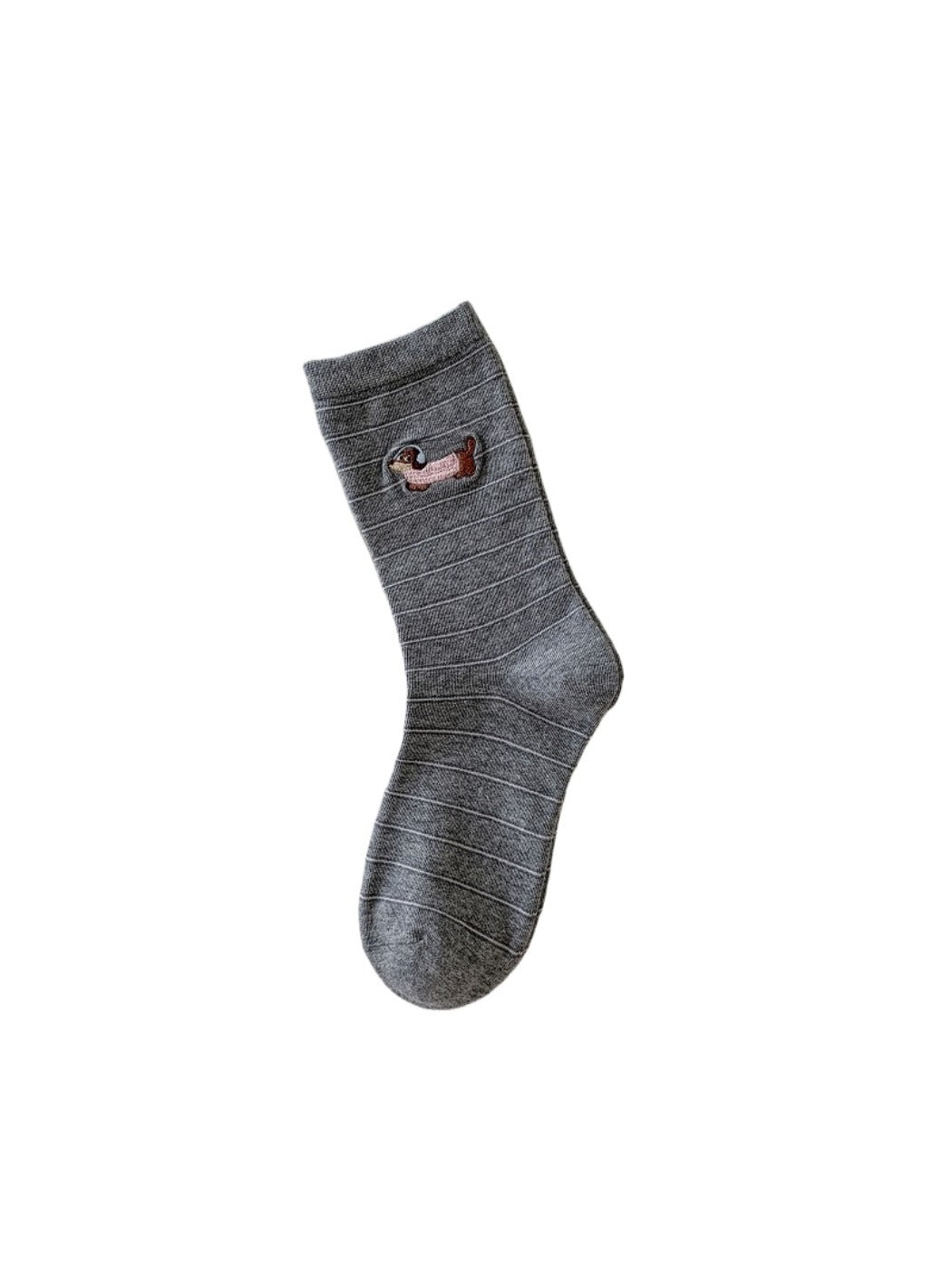 Rufia - Cute Dog Embroidered Mid-calf Socks