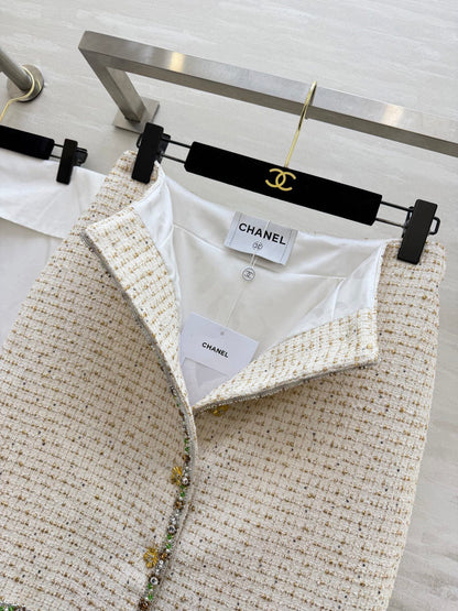 CC 26s Midi Skirt White Gold Tweed