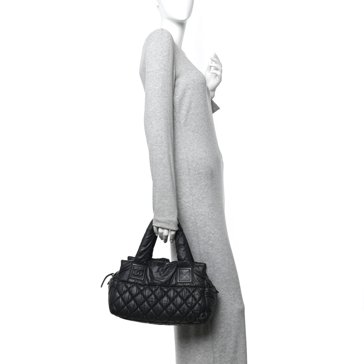 Nylon Coco Cocoon Zipped Tote Black