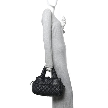 Nylon Coco Cocoon Zipped Tote Black