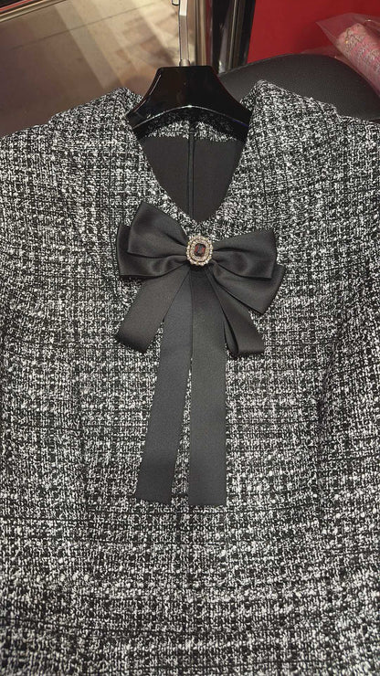 CC 110cm Long Dress Gray Tweed