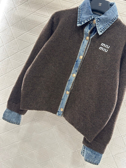 MIUMIU KNIT JACKET WITH DENIM STYLE 736